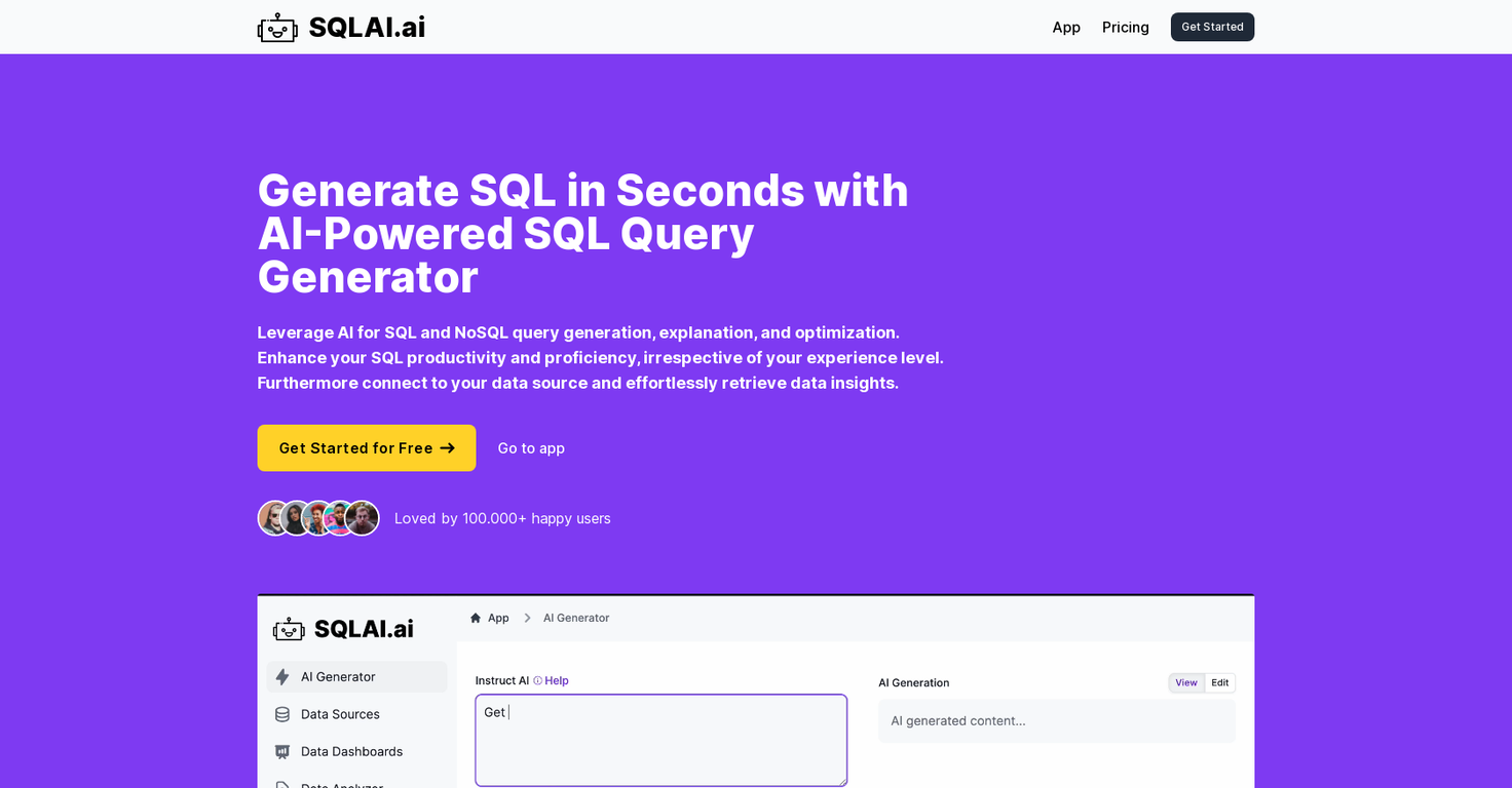 SQLAI website