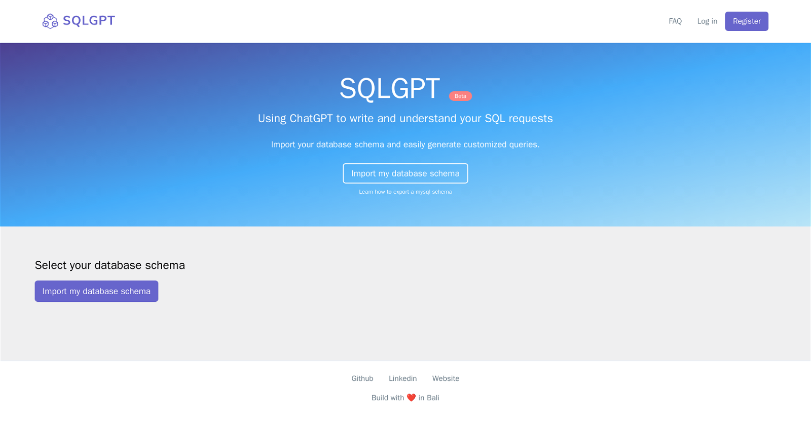 SQLGPT website