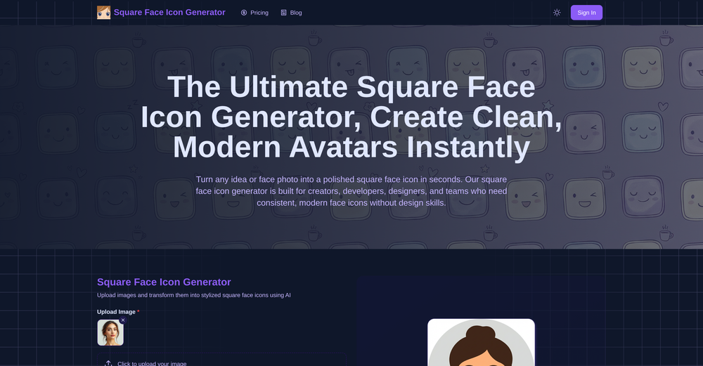 Square Face Icon Generator website