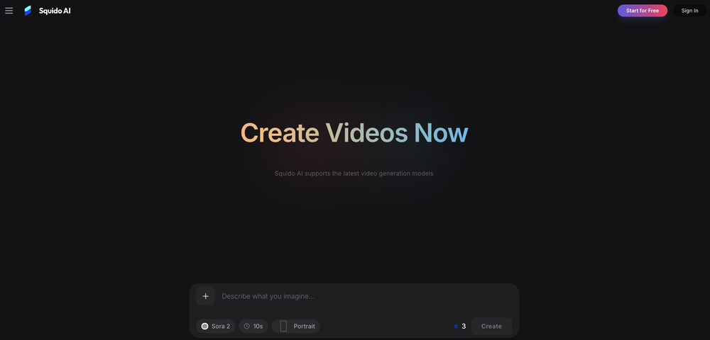Squido AI - Video Generator website