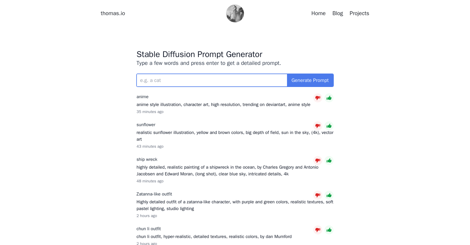 Stable Diffusion Prompt Generator website