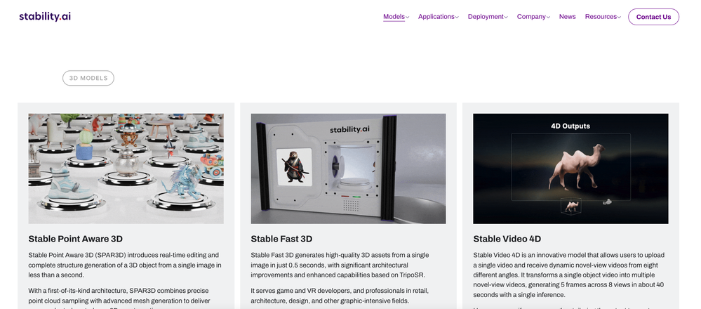 Stable Video 3D website