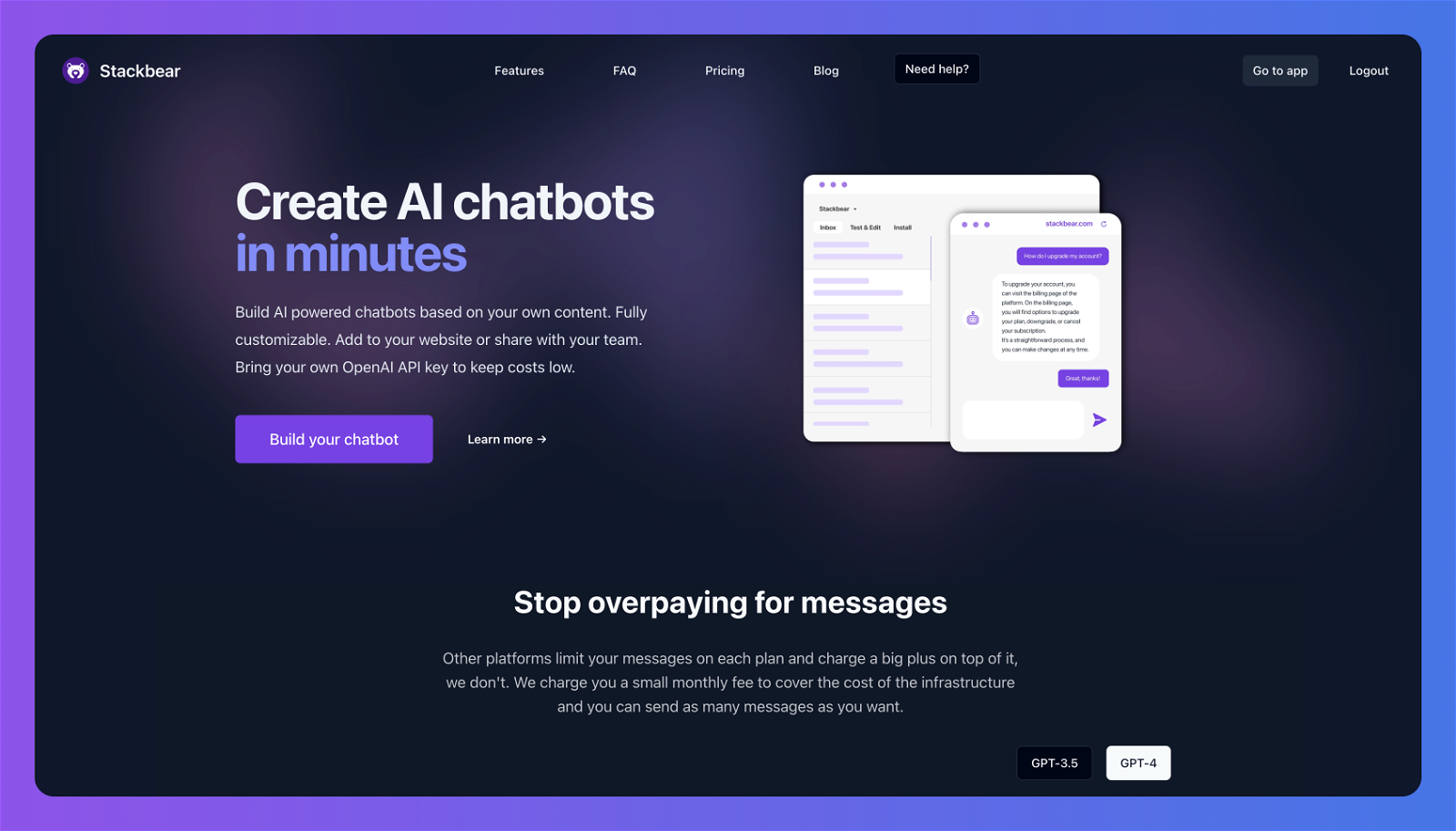 Stackbear Chatbots website