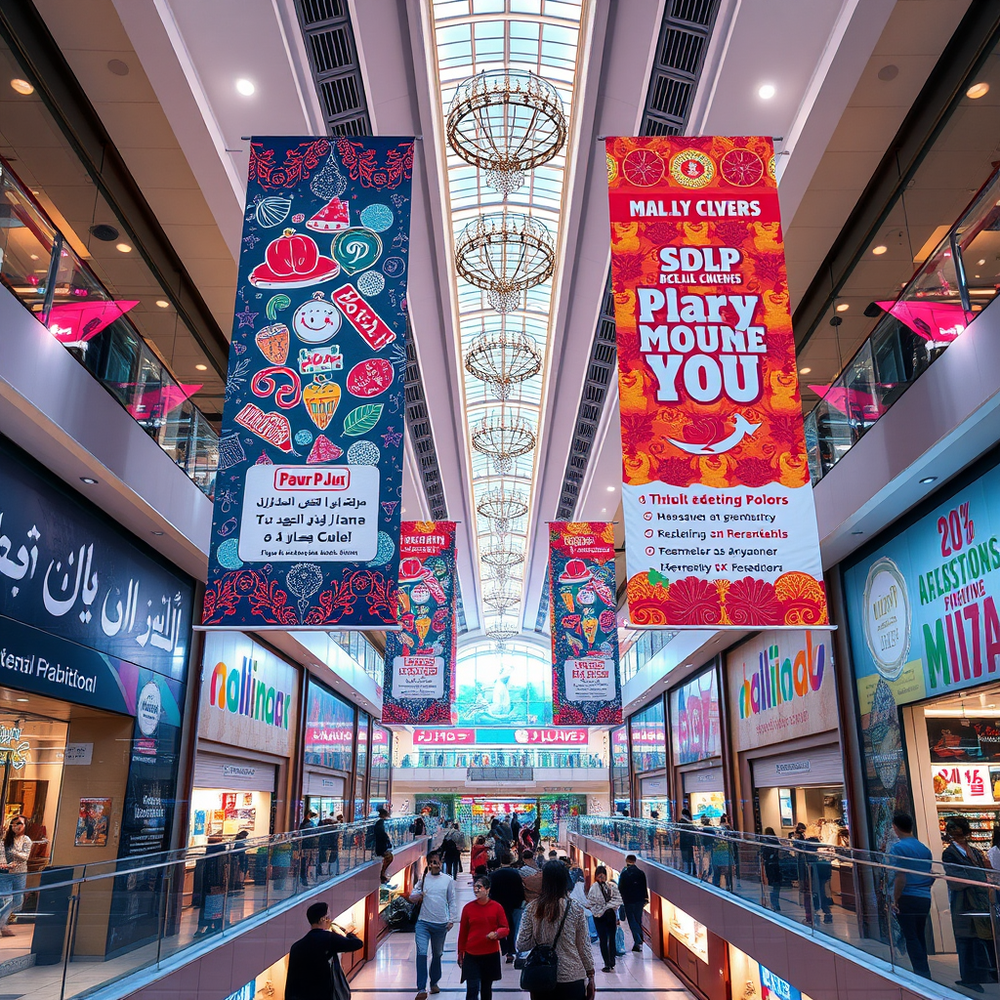 vertical long hanging banner in the big mall in pakistan website