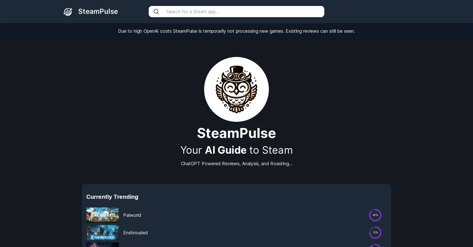 SteamPulse website