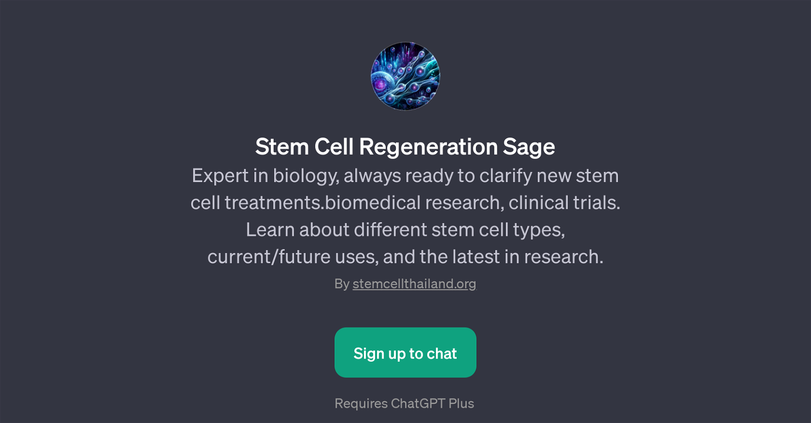 Stem Cell Regeneration Sage website