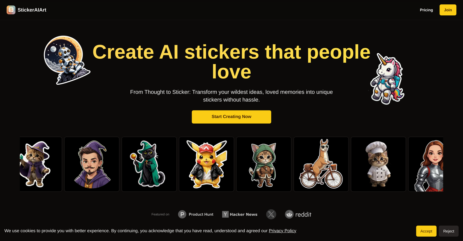 StickerAIArt website