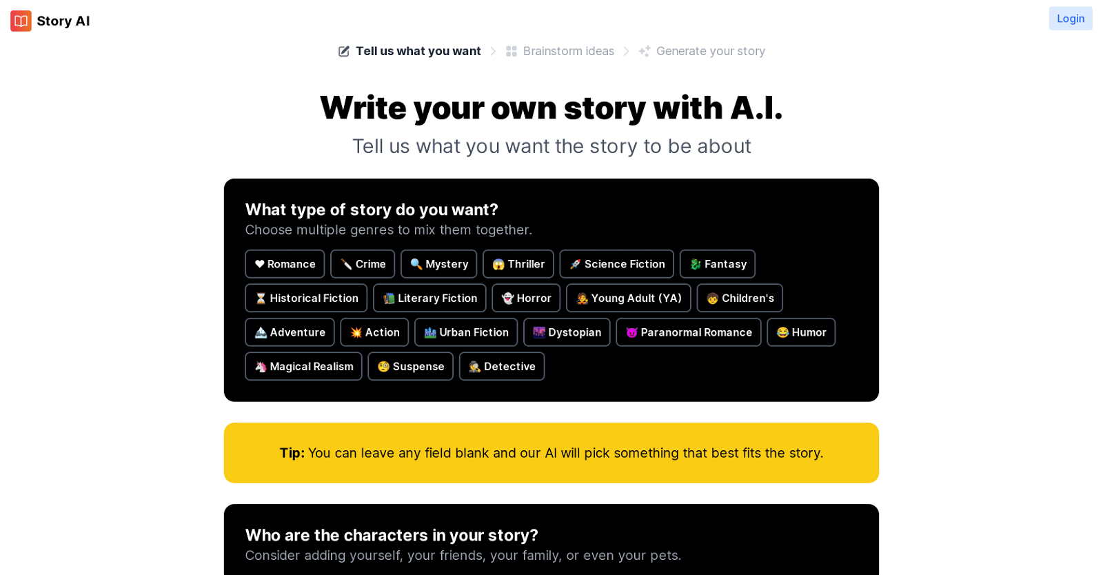 Story AI website