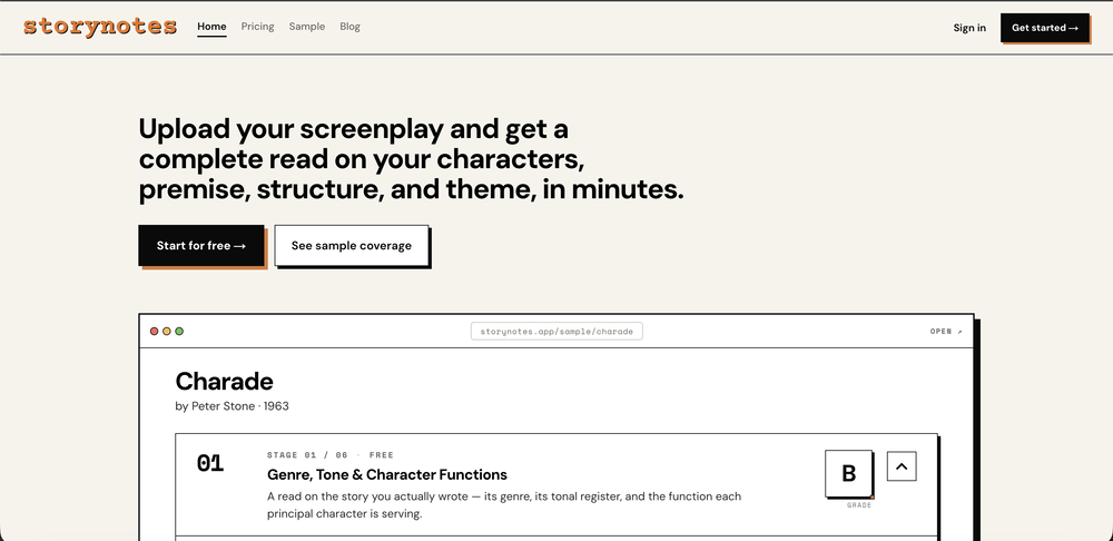 Story Notes website