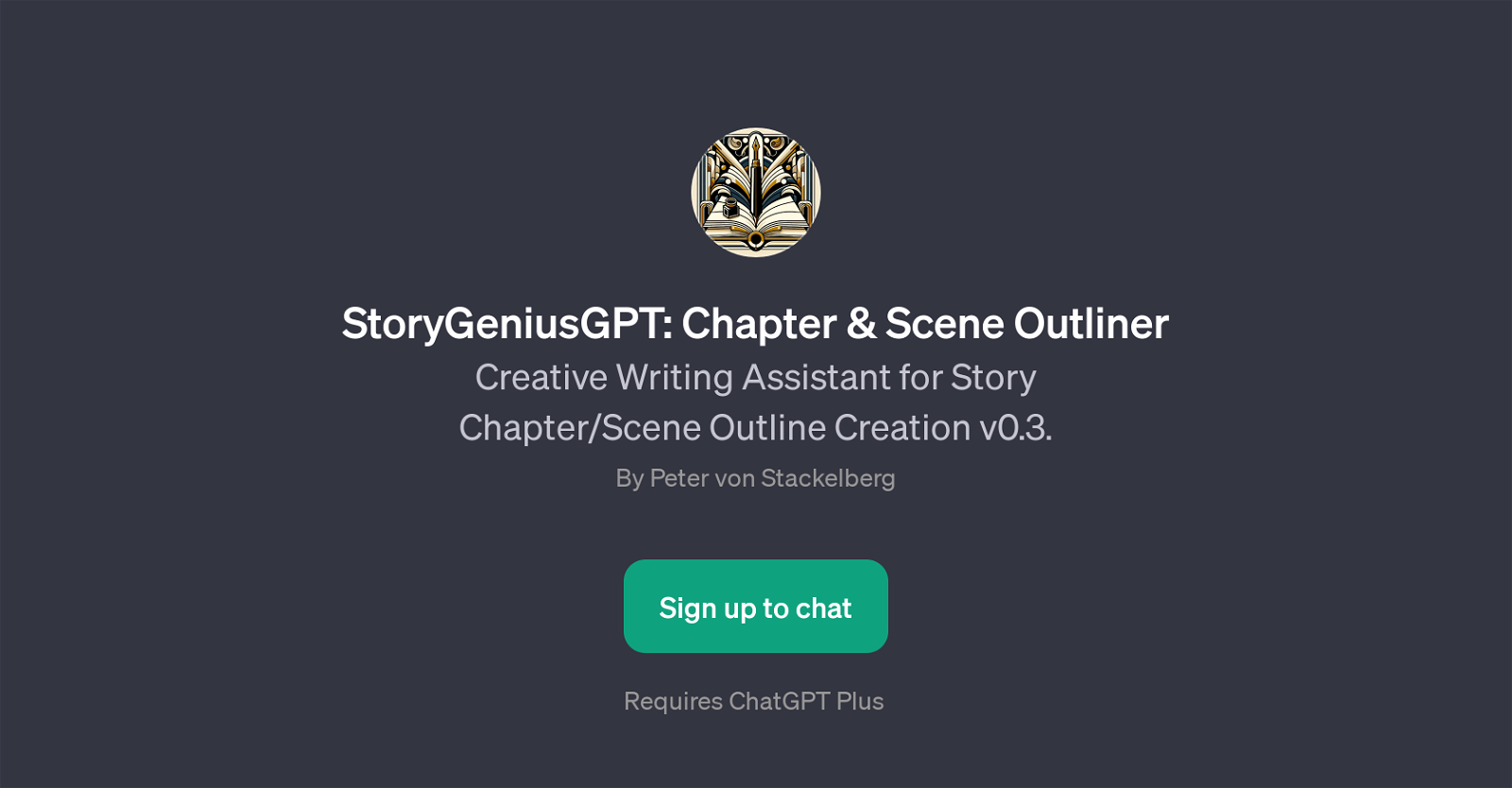 StoryGeniusGPT: Chapter & Scene Outliner website