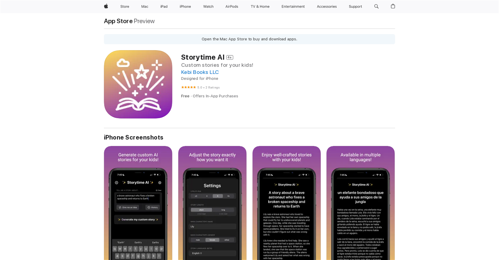 Storytime AI website