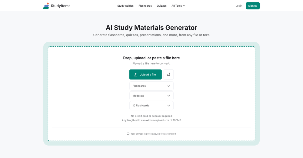StudyItems AI Study Materials website