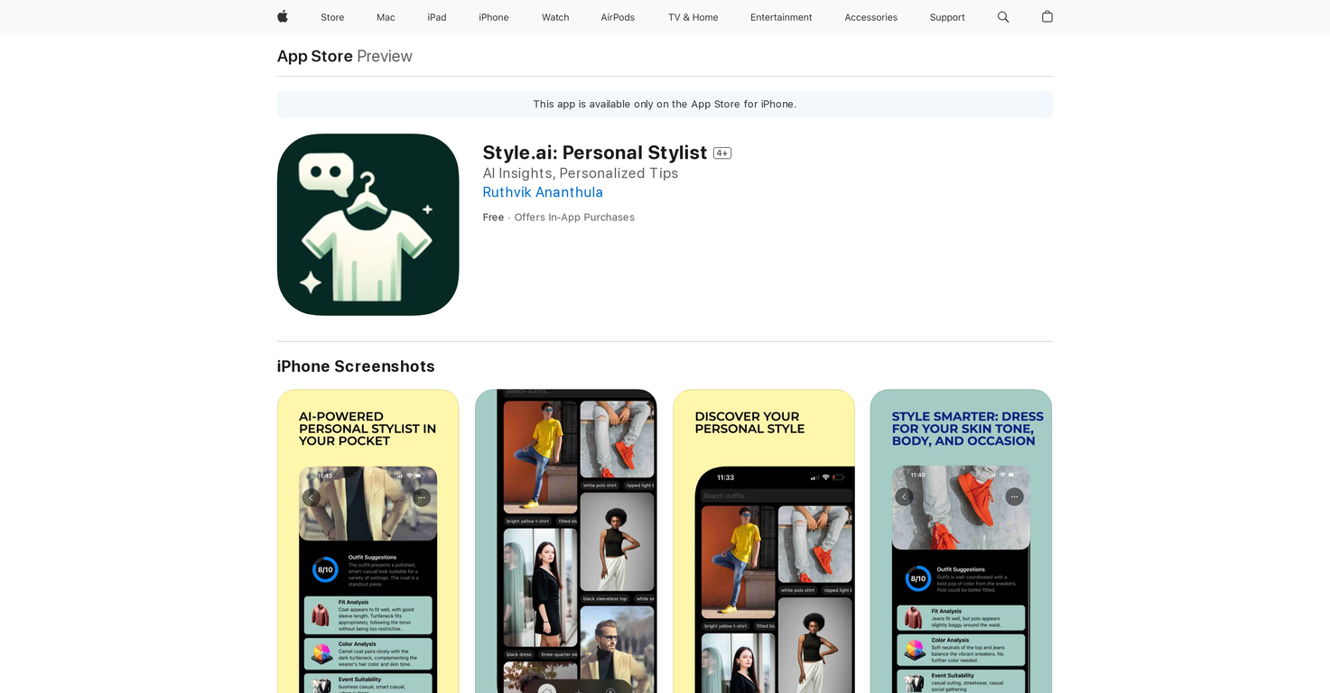 Style.ai: Personal Stylist website