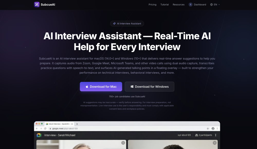 SubcueAI website