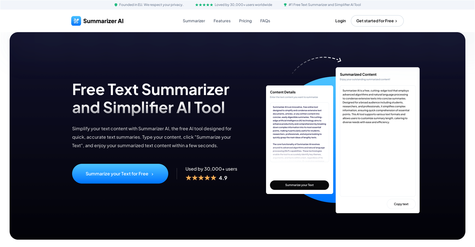 Summarizer AI website