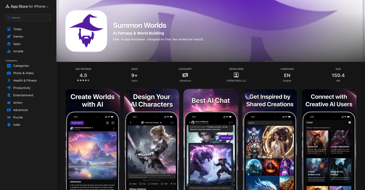 Summon Worlds website