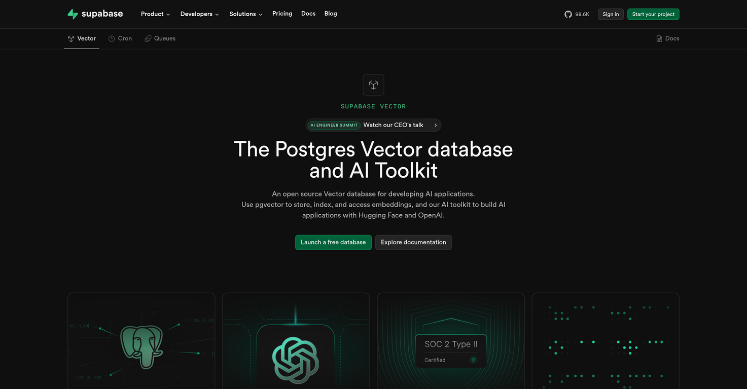 Supabase Vector website