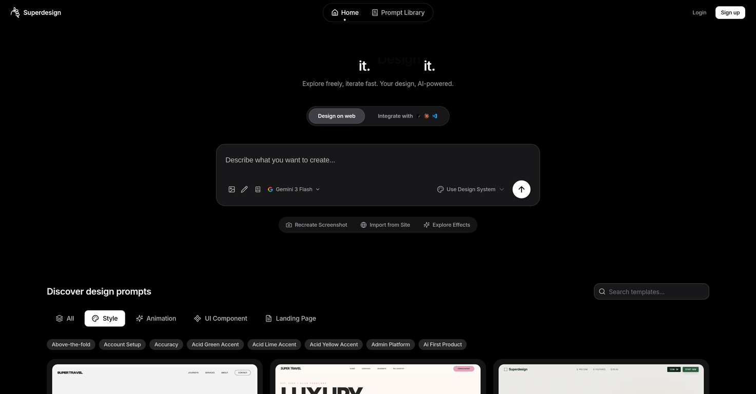Superdesign website