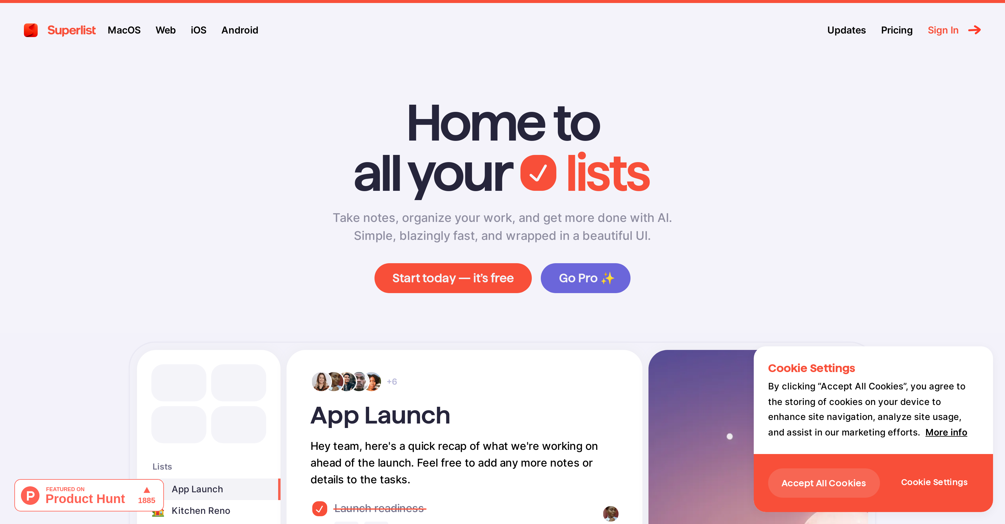 Superlist screenshot