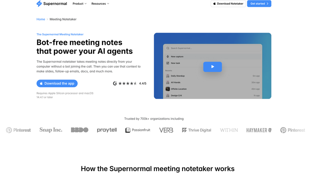 Supernormal App website