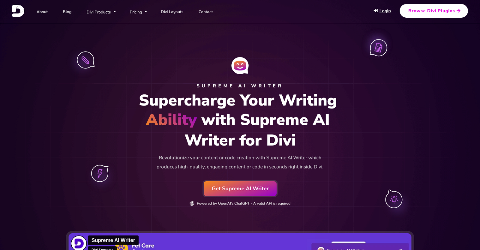 Supreme AI Writer website