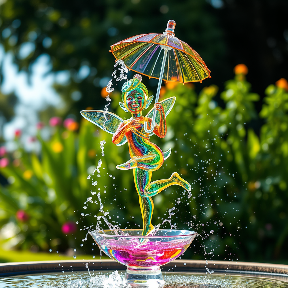 Surreal Glass Fountain with Rainbow-Colored website