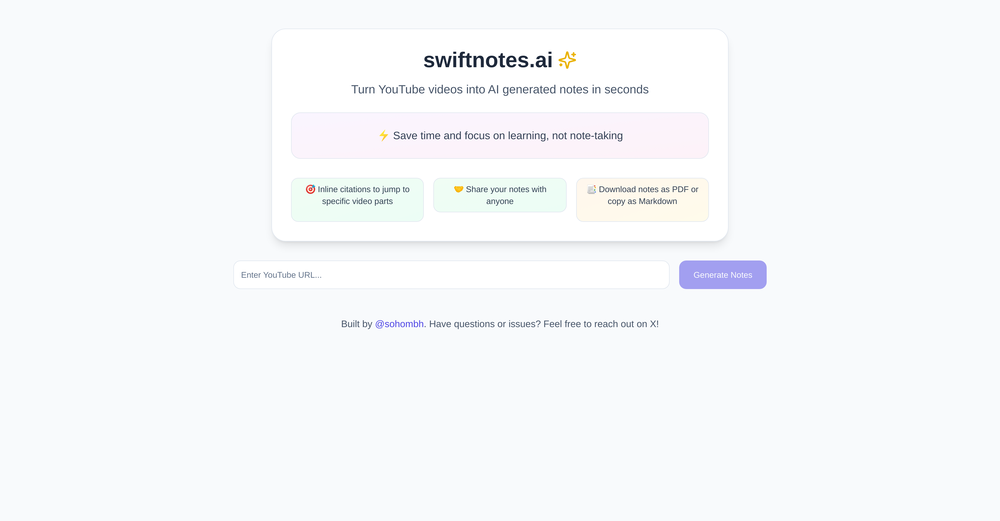 Swiftnotes.ai website
