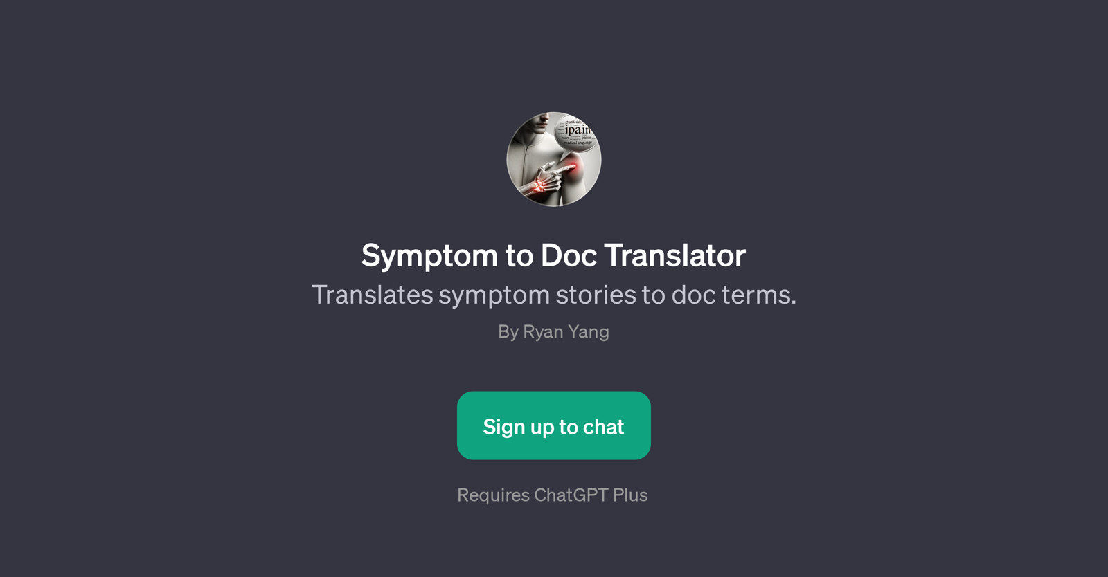 Symptom to Doc Translator website