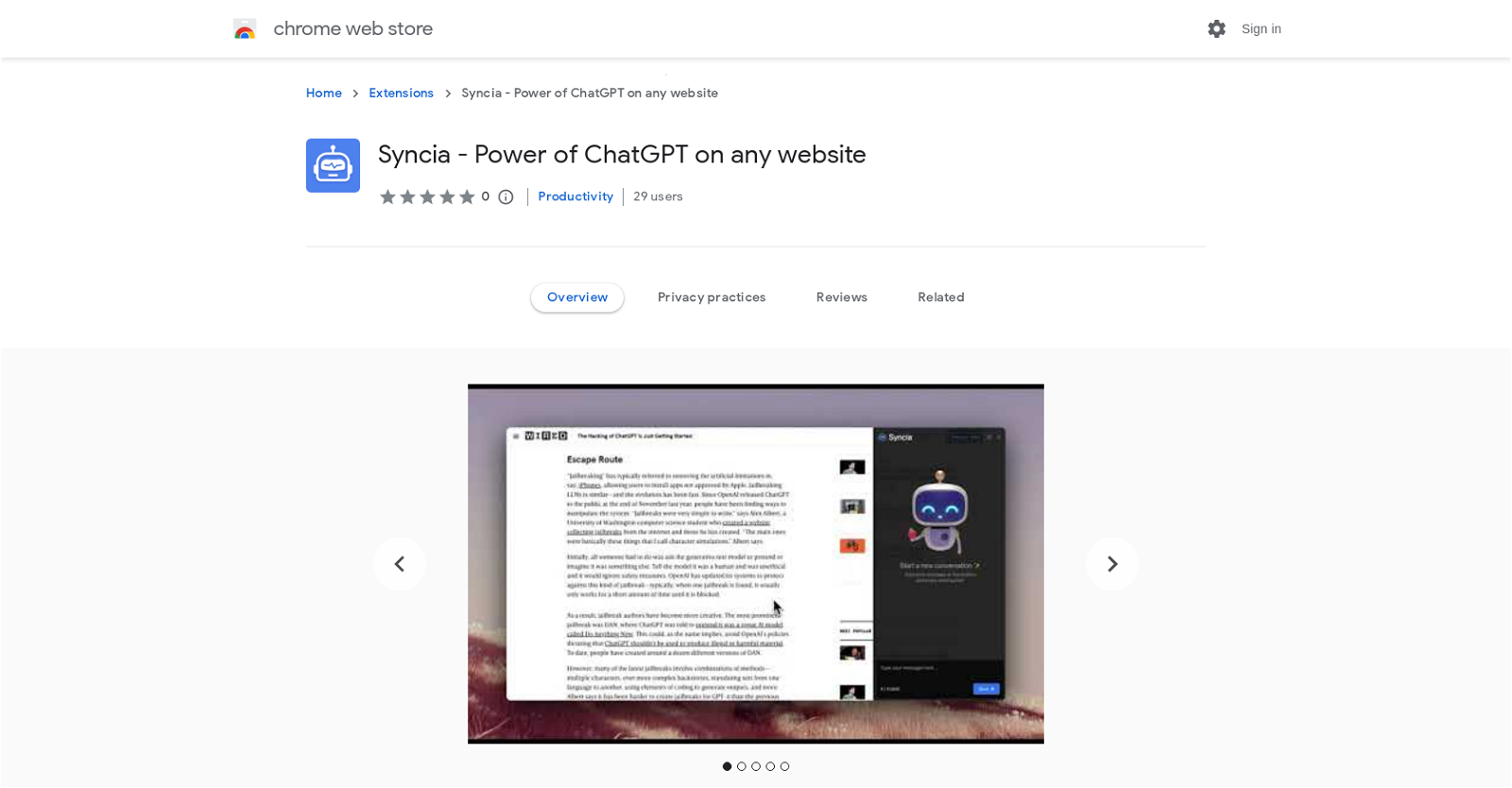 Syncia website