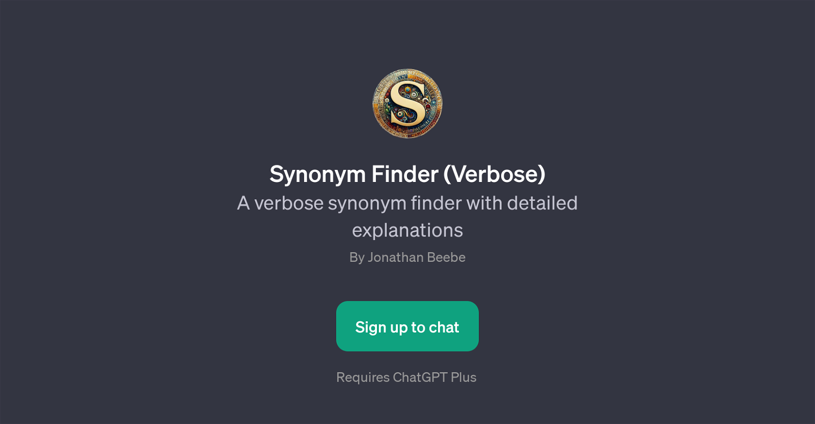 Synonym Finder (Verbose) website