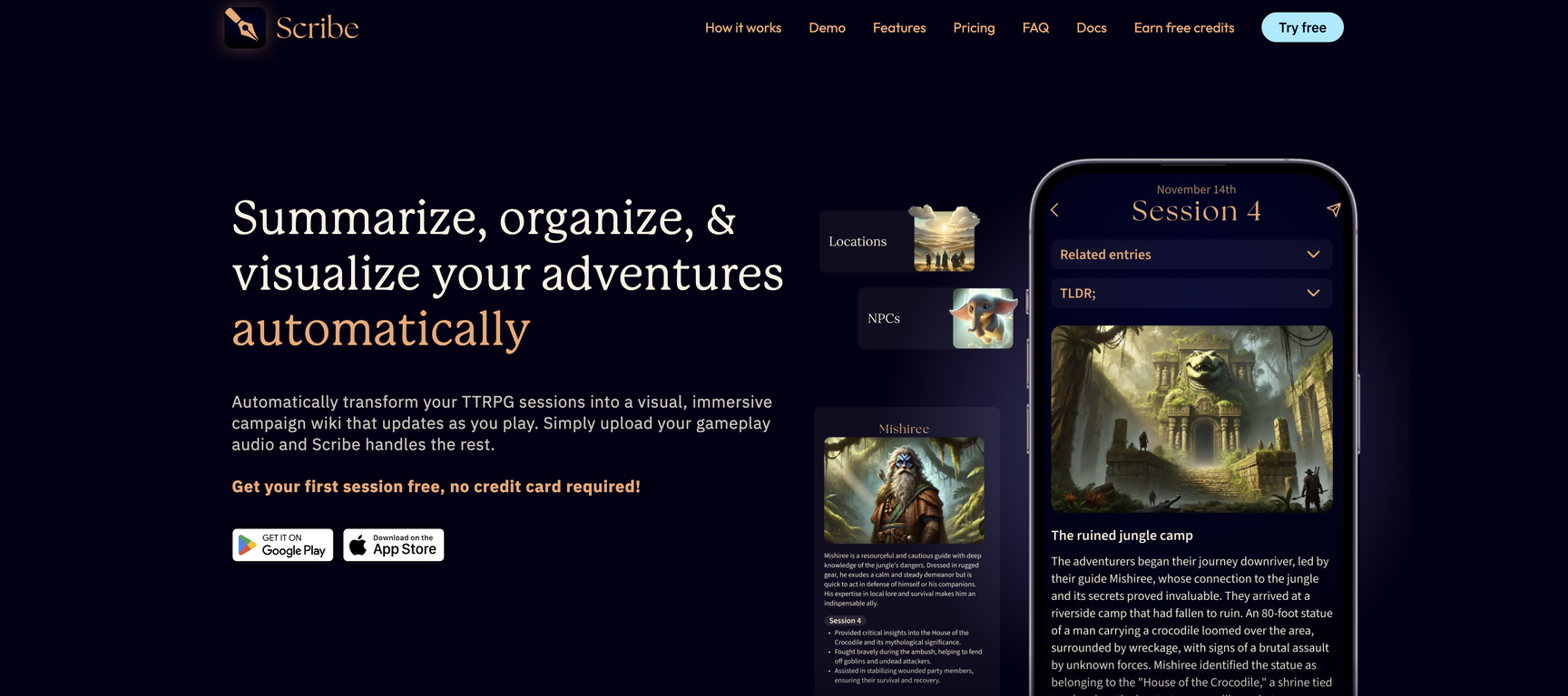 Tabletop Scribe website