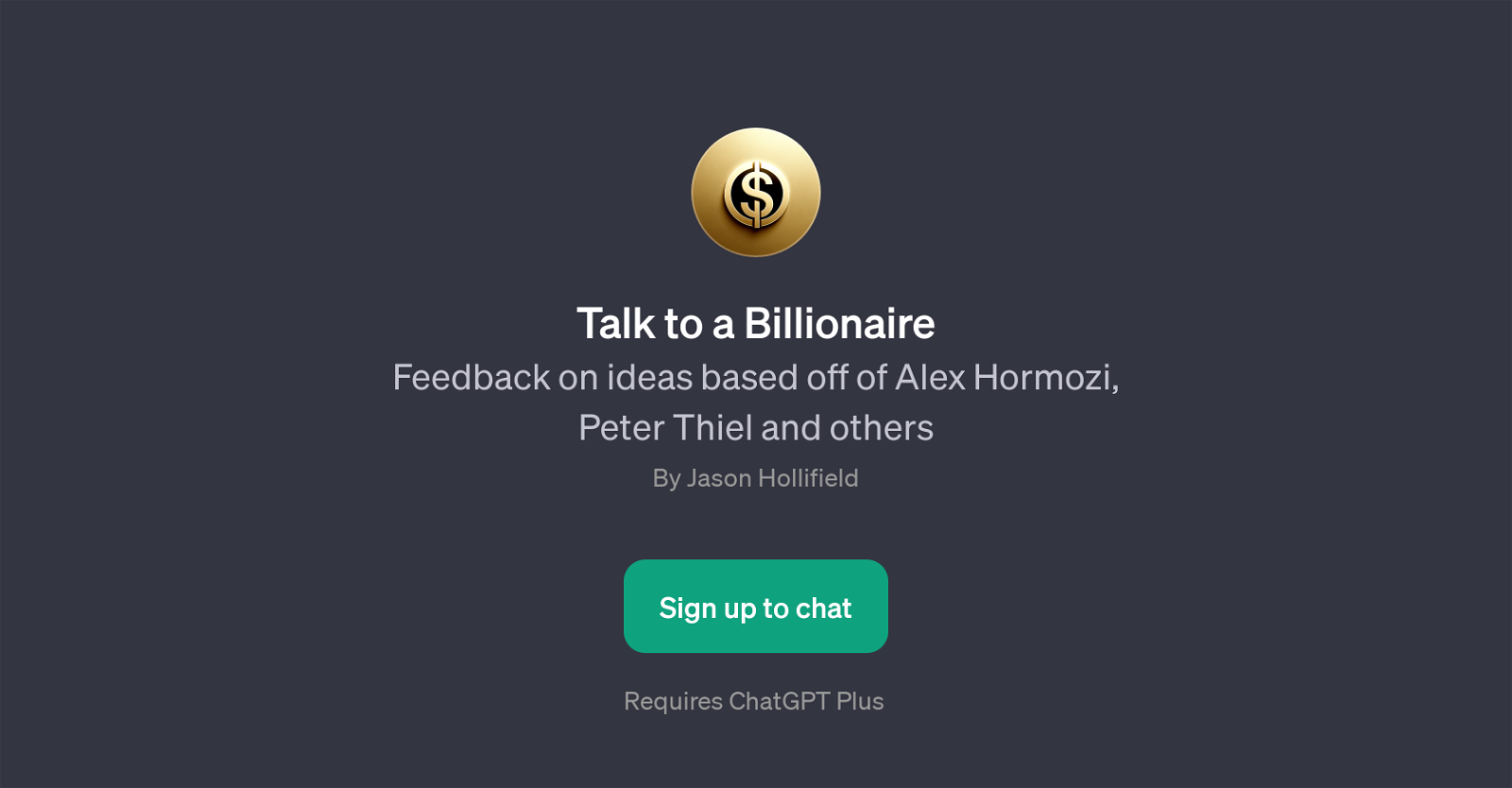 Talk to a Billionaire website