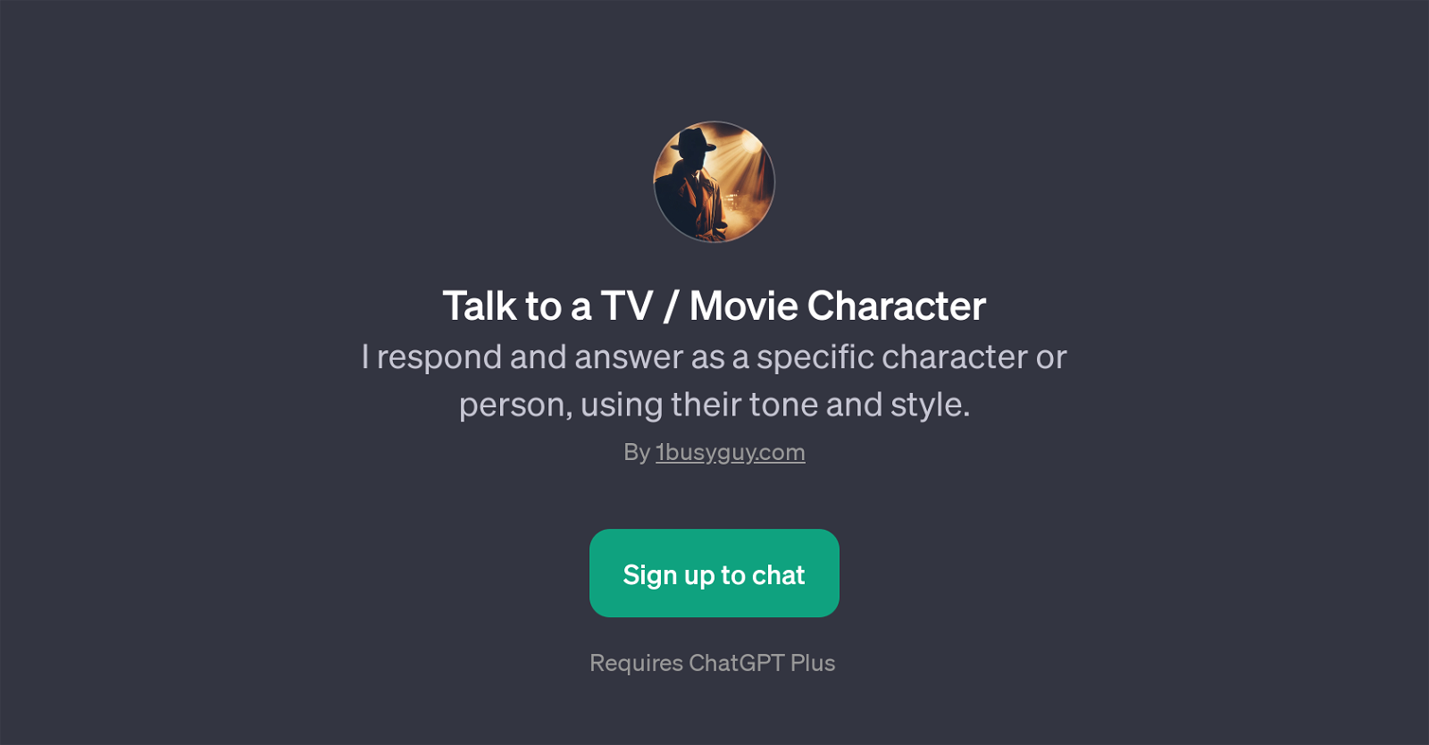 Talk to a TV / Movie Character website