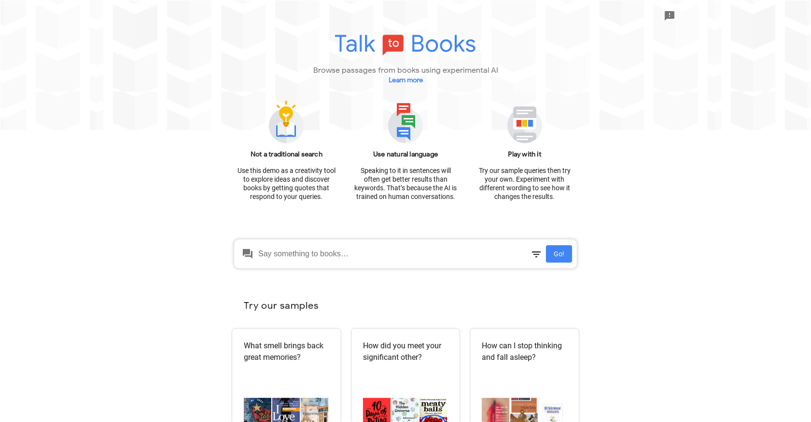 Talk to Books website