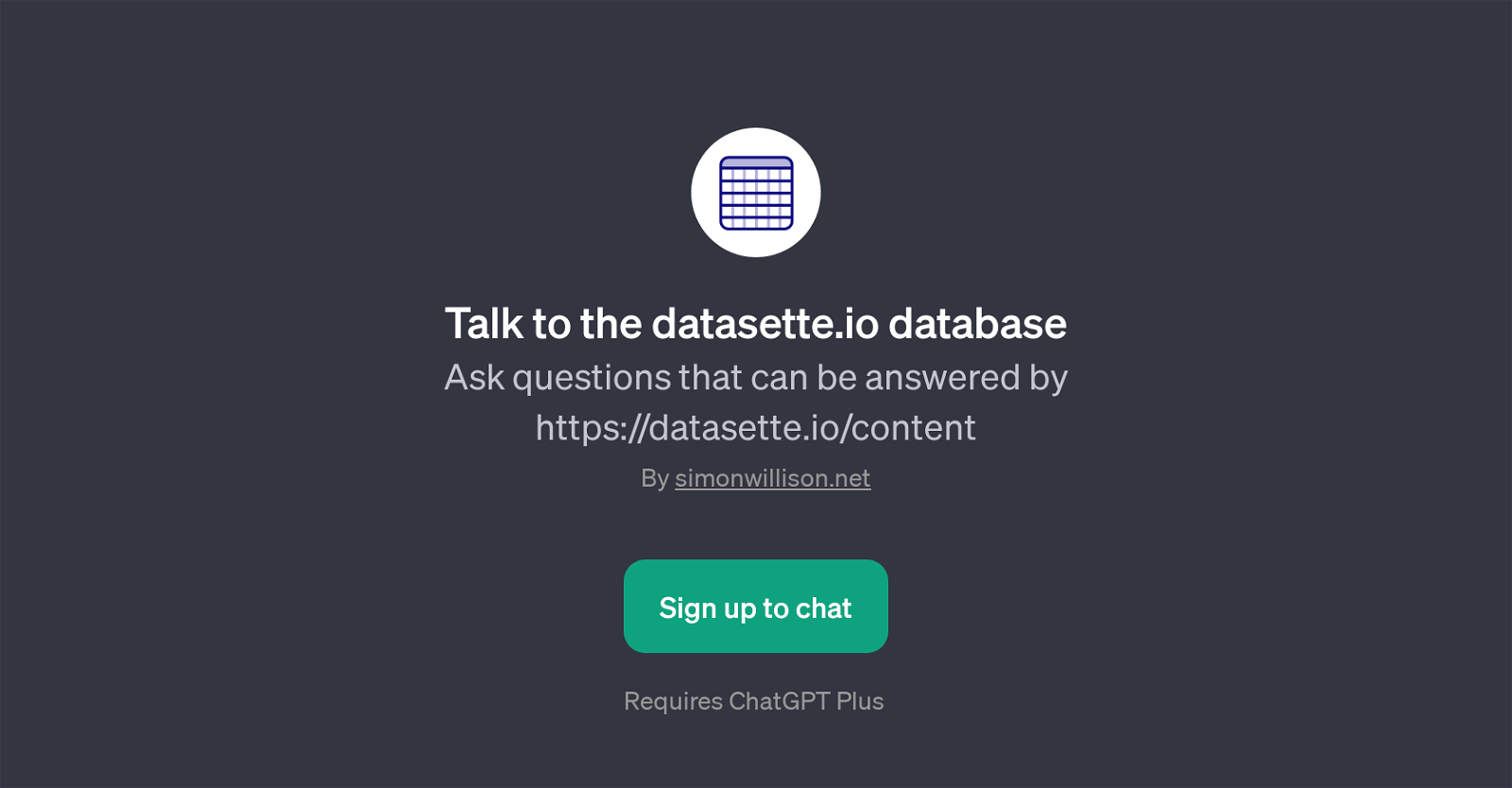 Talk to the datasette.io database website