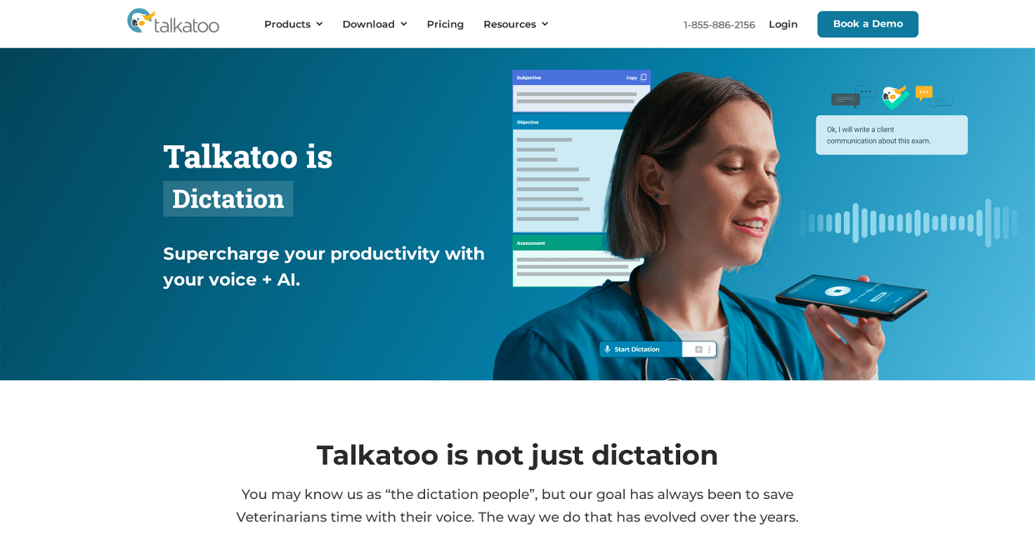 Talkatoo Dictation Software website