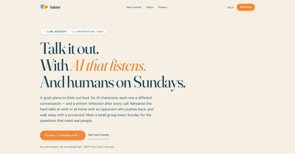 Talklet website