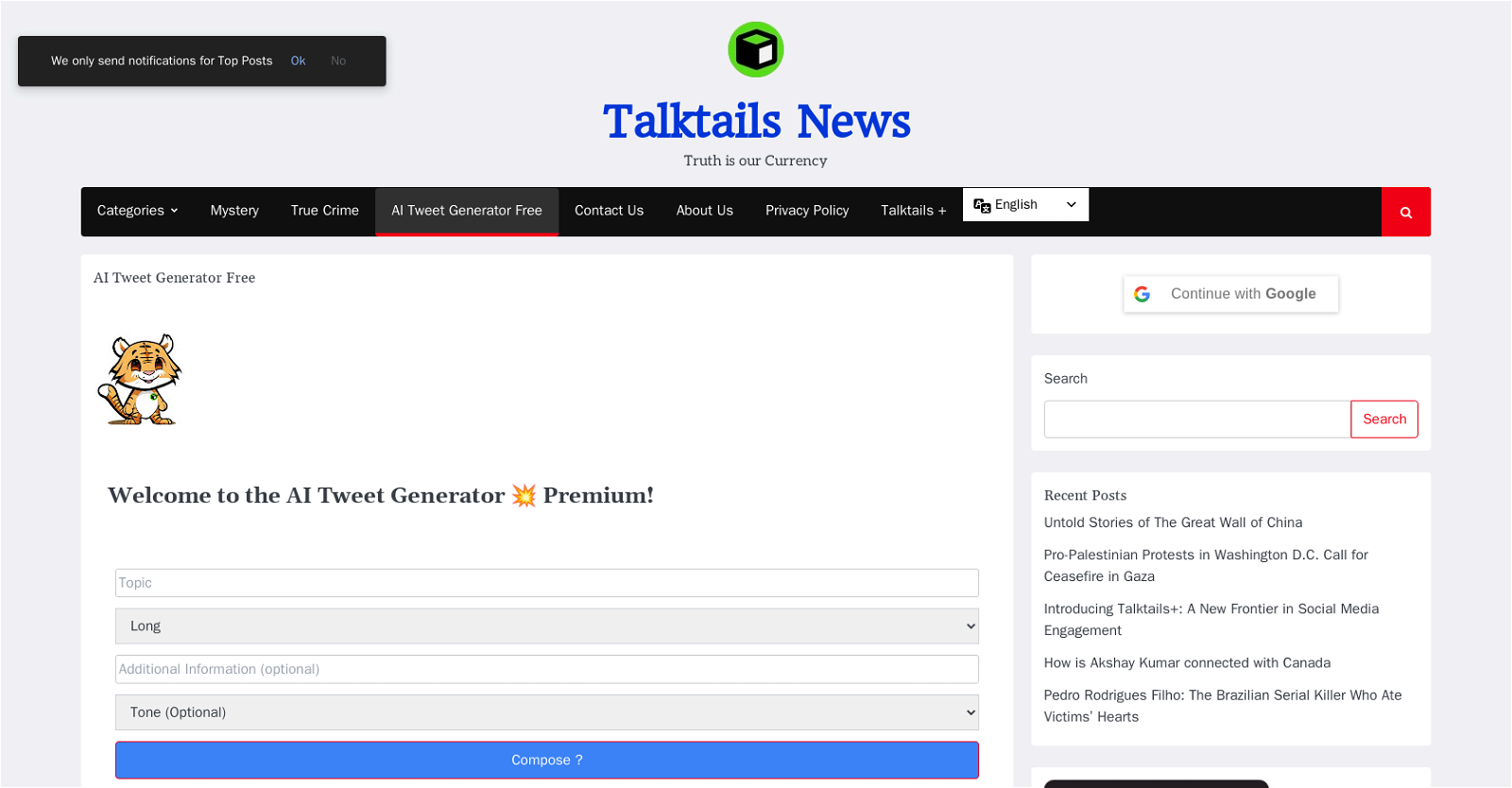 Talktails website