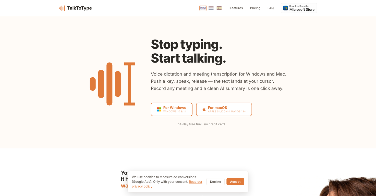 TalkToType website
