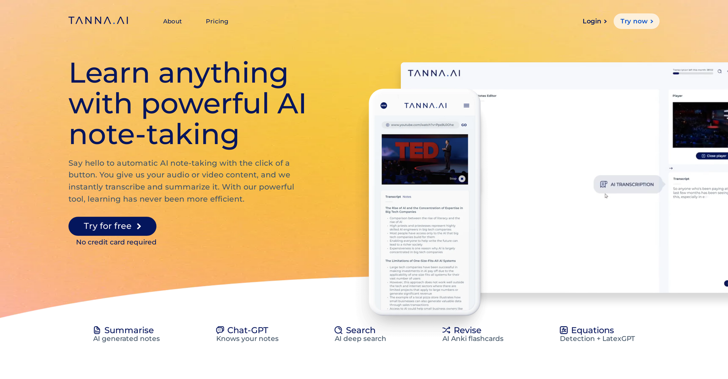 Tanna AI website