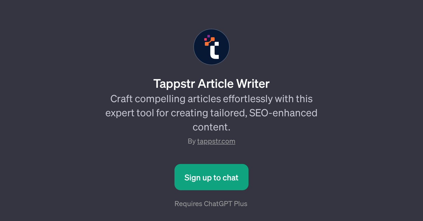 Tappstr Article Writer website