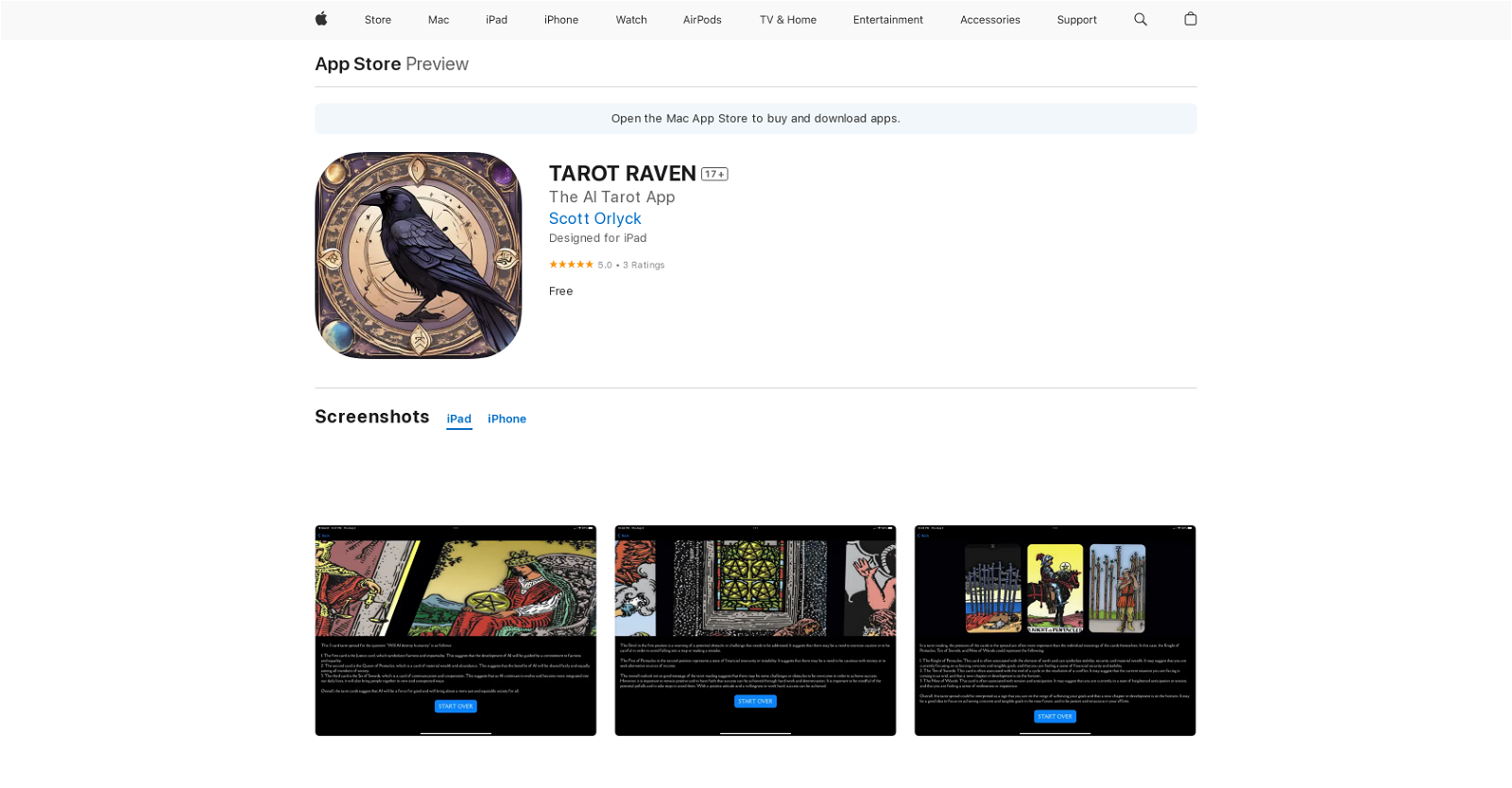 TAROT RAVEN website