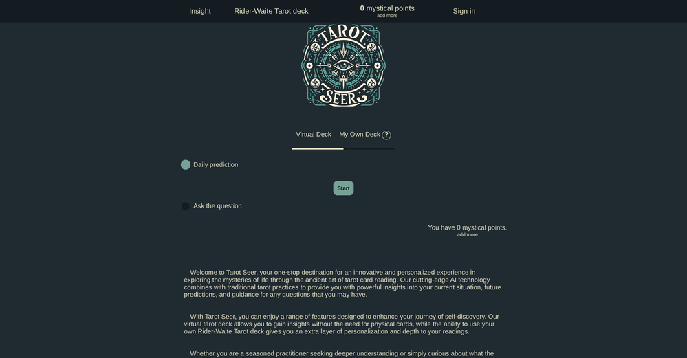 Tarot Seer website