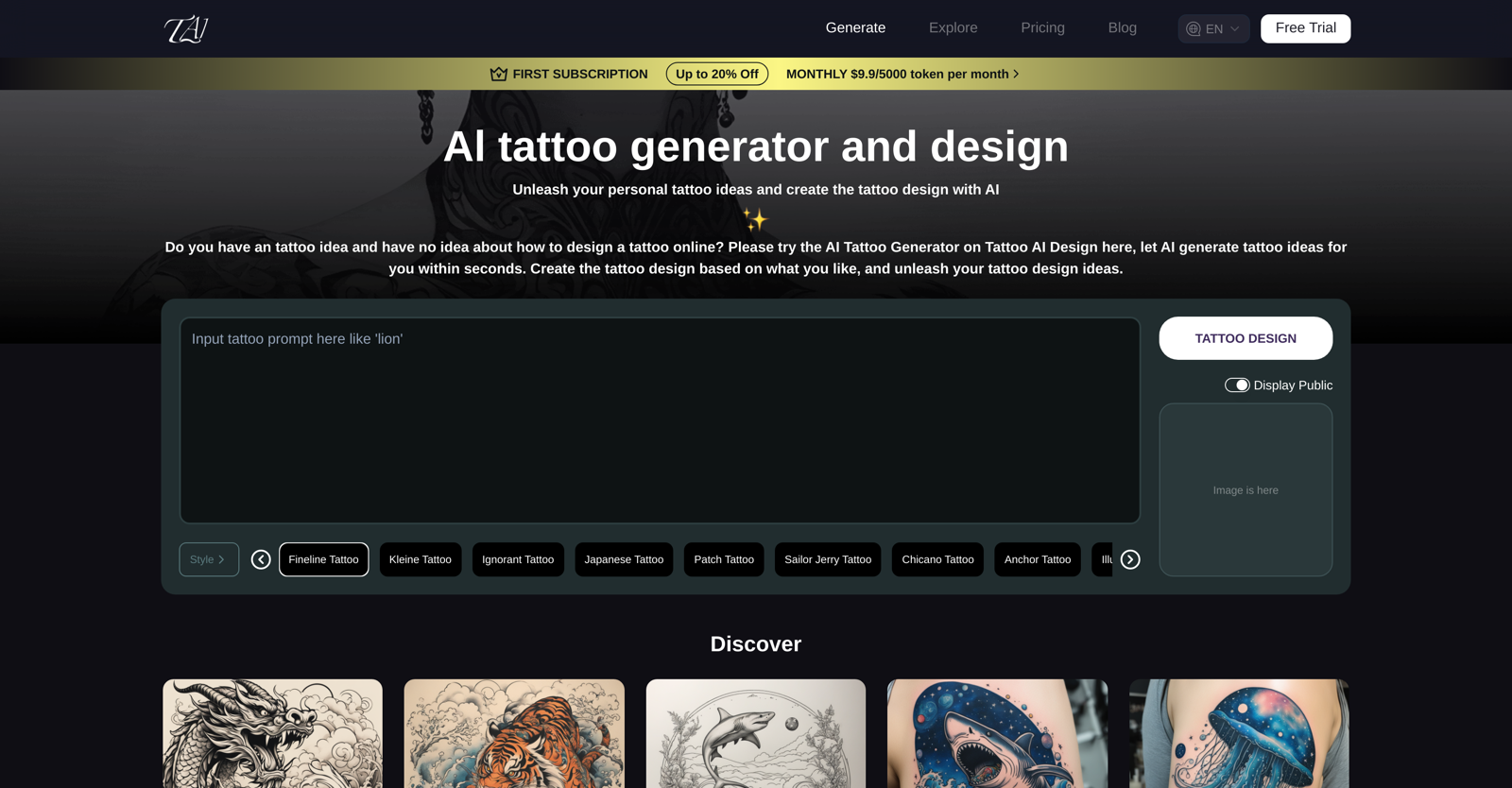 Tattoo AI Design website