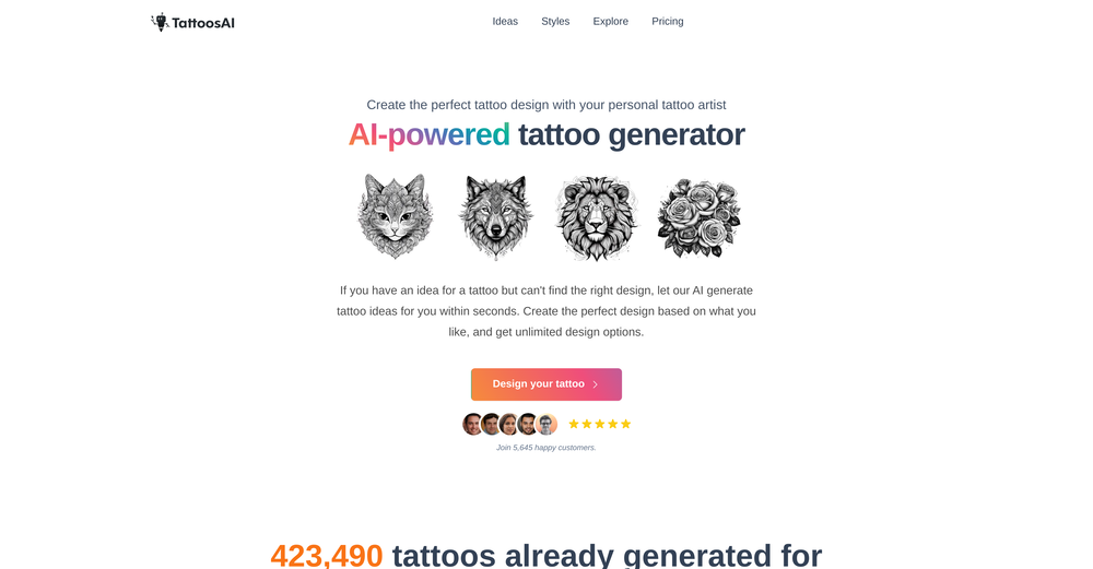 TattoosAI website