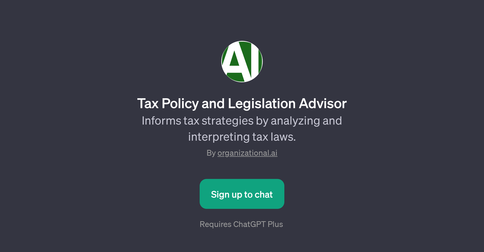 Tax Policy and Legislation Advisor GPT website