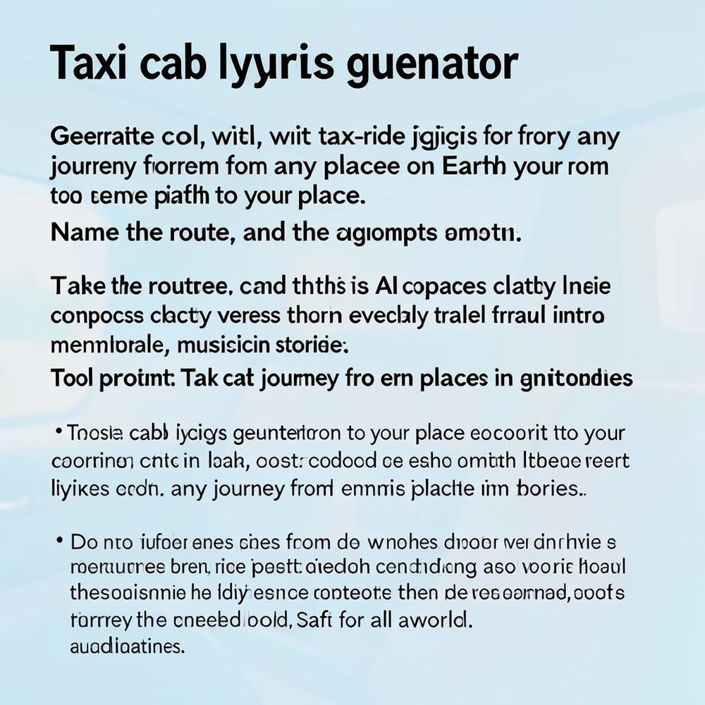 Taxi cab lyrics generator website
