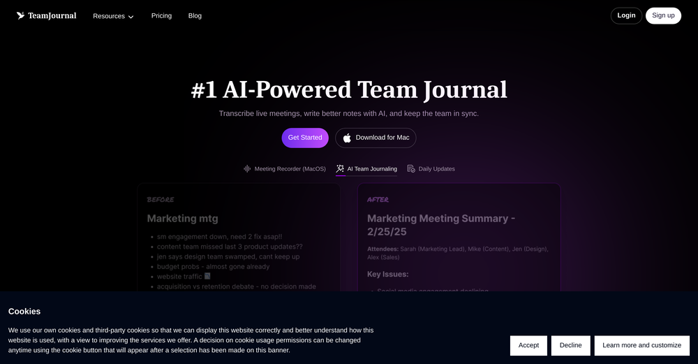 Team Journal website