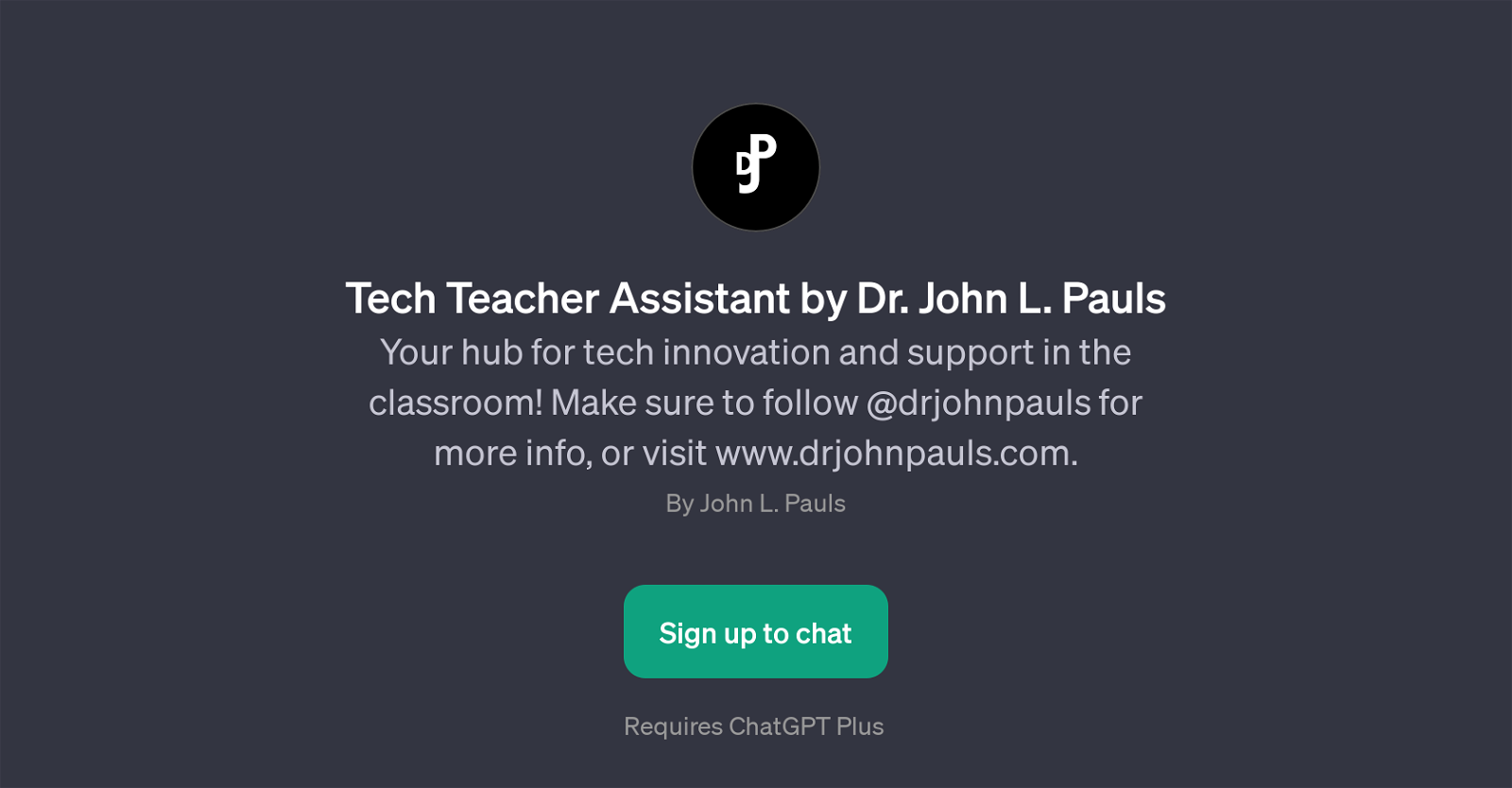 Tech Teacher Assistant by Dr. John L. Pauls website