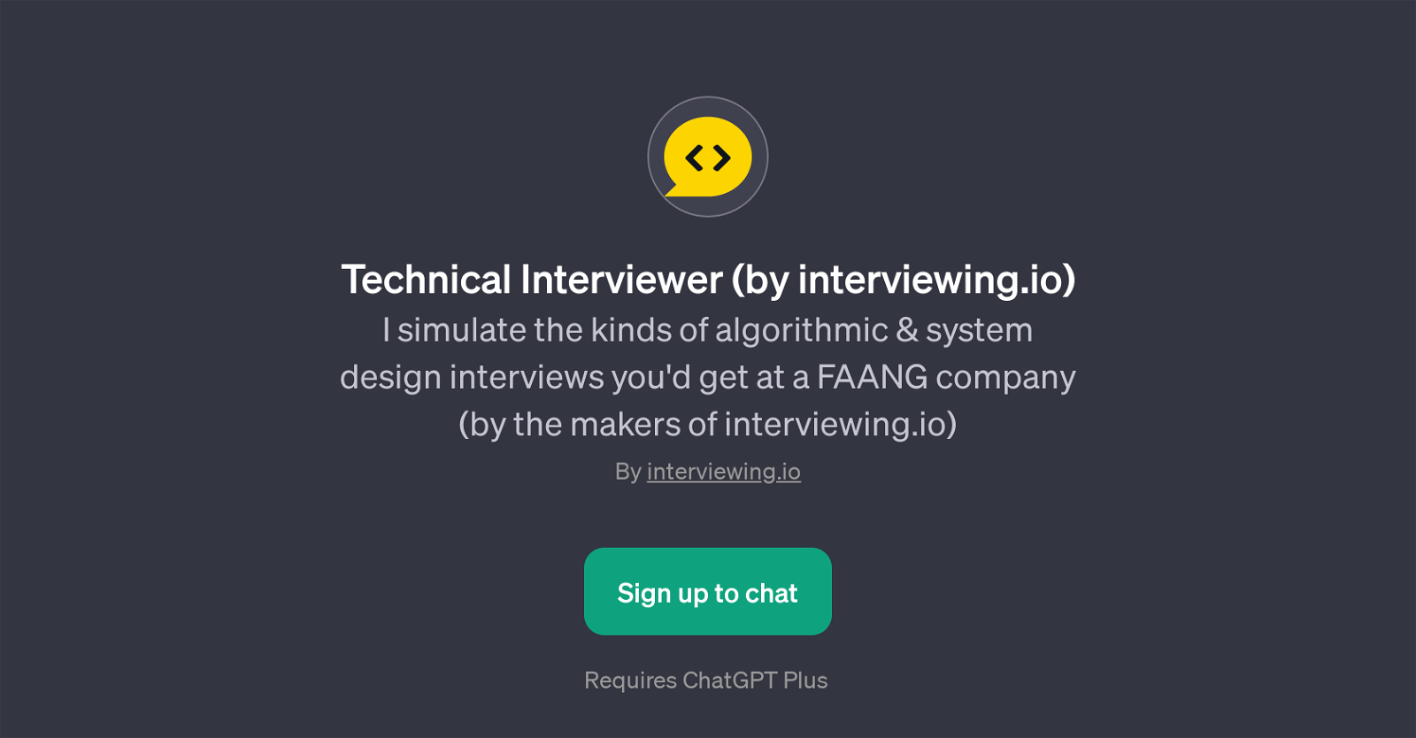 Technical Interviewer (by interviewing.io) website